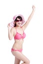 Beauty woman wear bikini happily Royalty Free Stock Photo