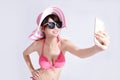 Beauty woman wear bikini happily Royalty Free Stock Photo