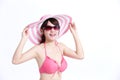 Beauty woman wear bikini happily Royalty Free Stock Photo