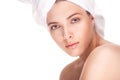 Beauty woman wearing hair towel