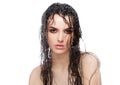 Beauty woman with wet hair and natural makeup Royalty Free Stock Photo