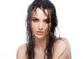 Beauty woman with wet hair and natural makeup Royalty Free Stock Photo