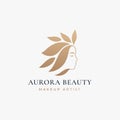 beauty women with leaf logo design