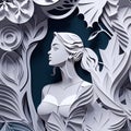 Beauty Women Paper Cut. Generative AI