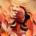 Beauty Women Paper Cut. Generative AI