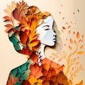 Beauty Women Paper Cut Wallpaper. Generative AI