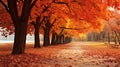 beauty of a wonderful autumn leaves landscape within a large park, AI-generated