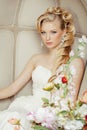 Beauty young bride alone in luxury vintage