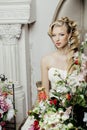 Beauty young bride alone in luxury vintage