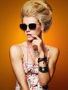 Beauty young hipster woman.salon hairstyle Royalty Free Stock Photo