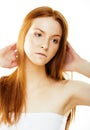 Beauty young redhead woman with red flying hair, funny ginger fr Royalty Free Stock Photo