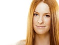 Beauty young redhead woman with red flying hair, funny ginger fr Royalty Free Stock Photo