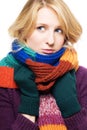 Beauty young sick woman with scarf and gloves