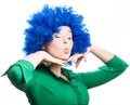 Beauty Young woman in a blue wig Royalty Free Stock Photo