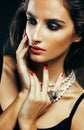 Beauty young woman with jewellery close up, luxury portrait of