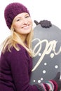 Beauty young woman with snowboard Royalty Free Stock Photo