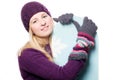 Beauty young woman with snowboard Royalty Free Stock Photo