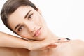 Beauty Youth Skin Care Concept - Close up Beautiful Caucasian Woman Face Portrait with relax sleep gesture. Beautiful Royalty Free Stock Photo