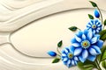 Beautyful blue flowers on a frame - card for gratulations Royalty Free Stock Photo