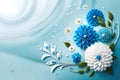 Beautyful blue and white flowers on a frame - card for gratulations Royalty Free Stock Photo