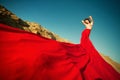 Beautyful brunette with red tissues Royalty Free Stock Photo