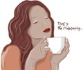 Beautyful girl with the cup of coffee, vector illustration