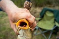 beautyful healthy big fish never catched before. Carp with open mouth. Royalty Free Stock Photo