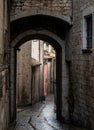 beautyful medieval architecturein Girona in the rain