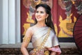 Beautyful Thai woman wearing thai traditional clothing