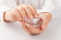 Beautyspa body care concept. Trendy minimal spring summer nail design Royalty Free Stock Photo