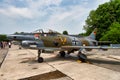 BEAUVECHAIN, BELGIUM - JUL 3, 2010: Former German Air Force Fiat G.91 attack jet aircraft on the tarmac of Beauvechain airbase