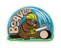 Beaver icon with chainsaw.