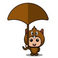 Beaver animal mascot costume holding umbrella Royalty Free Stock Photo