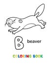 Beaver. Animals ABC coloring book for kids