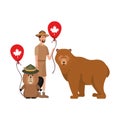 Beaver bear animal and ranger of canada design Royalty Free Stock Photo