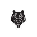 Beaver black vector concept icon. Beaver flat illustration, sign Royalty Free Stock Photo