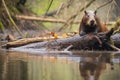 a beaver building a dam