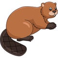 Beaver Cartoon Colored Clipart Illustration