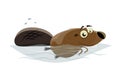 Cartoon illustration of a happy swimming beaver Royalty Free Stock Photo