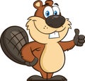 Beaver Cartoon Mascot Character Giving A Thumb Up. Royalty Free Stock Photo