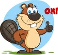 Beaver Cartoon Mascot Character Giving A Thumb Up Royalty Free Stock Photo