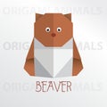 Beaver origami paper art illustration