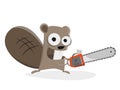 Beaver with chainsaw clipart