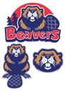 Beaver character mascot set