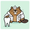 Cartoon beaver dentist. Vector Illustration