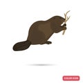 Beaver color flat icon for web and mobile design