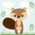 Beaver cute wildlife icon