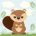 Beaver cute wildlife icon