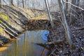 beaver dam in small stream Kumla Sweden Royalty Free Stock Photo