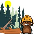 Eager beaver hardhat fallen log toppled forest vector logo illustration design Royalty Free Stock Photo